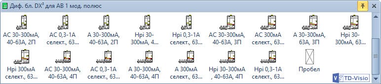 Трафарет Visio - дифференциальные блоки DX³ для АВ с полюсом 1 модуль. Шаблоны Visio - дифференциальные блоки DX³ для АВ с полюсом 1 модуль.