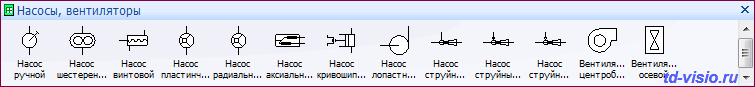 Насосы, вентиляторы. Трафарет Visio Насосы, вентиляторы.