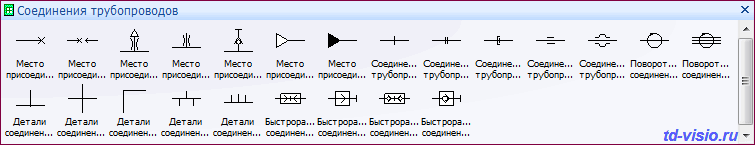 Элементы соединения трубопроводов. Фигуры (трафареты) Visio: Элементы соединения трубопроводов.