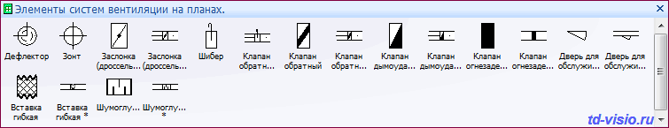 Элементы систем вентиляции на планах. Фигуры Visio - Элементы систем вентиляции на планах.
