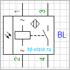 Фотоэлектрический выключатель-приемник, с питанием по переменному току, 4 вывода