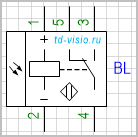 Фотоэлектрический выключатель-приемник переключающий, с питанием по постоянному току, 5 выводов