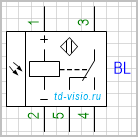 Фотоэлектрический выключатель-приемник переключающий на 2 направления, с питанием по постоянному току, 5 выводов