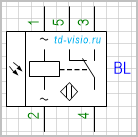 Фотоэлектрический выключатель-приемник переключающий, с питанием по переменному току, 5 выводов