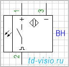 Фотоэлектрический выключатель-излучатель, с питанием по постоянному току, 3 вывода