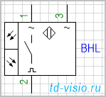 Фотоэлектрический выключатель-излучатель/приемник, с питанием по переменному току, 3 вывода
