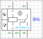 Фотоэлектрический выключатель-излучатель/приемник переключающий на 2 направления, с питанием по переменному току, 5 выводов