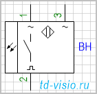 Фотоэлектрический выключатель-излучатель, с питанием по переменному току, 3 вывода