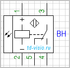 Фотоэлектрический выключатель-излучатель переключающий на 2 направления, с питанием по постоянному току, 5 выводов