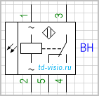 Фотоэлектрический выключатель-излучатель переключающий на 2 направления, с питанием по переменному току, 5 выводов