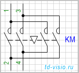 Контактор (магнитный пускатель) реверсивный, 2-х полюсный.