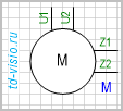 Двигатель 1-фазный, концы обмотки расщеплённой фазы выведены