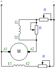 Двигатель постоянного тока с элементами регулирования.
