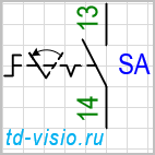 Переключатель 2-позиционный с фиксацией положения, замыкающий
