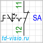 Переключатель 3-позиционный с фиксацией положения, размыкающий