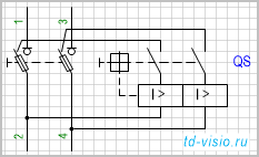 Разъединитель с предохранителями 2-полюсный 2-ходовой