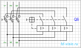 Разъединитель с предохранителями 3-полюсный 2-ходовой