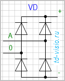 Выпрямитель двухполупериодный, форма 2.