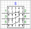 Переключатель на 5 положений, коммутируемых цепей (контактов) 3.