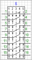 Переключатель на 5 положений, коммутируемых цепей (контактов) 8.