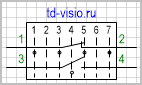 Переключатель на 7 положений, коммутируемых цепей (контактов) 2.