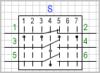 Переключатель на 7 положений, коммутируемых цепей (контактов) 3.
