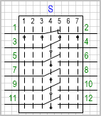 Переключатель на 7 положений, коммутируемых цепей (контактов) 6.
