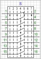 Переключатель на 7 положений, коммутируемых цепей (контактов) 8.