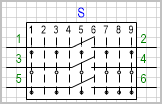 Переключатель на 9 положений, коммутируемых цепей (контактов) 3.