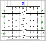 Переключатель на 9 положений, коммутируемых цепей (контактов) 5.