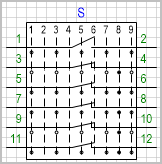 Переключатель на 9 положений, коммутируемых цепей (контактов) 6.