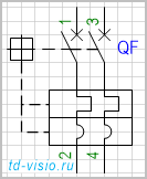 Выключатель, 2-полюсный с комбинированным расцепителем.