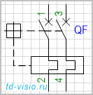 Выключатель, 2-полюсный с расцепителем.