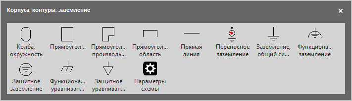 Трафарет Visio Корпуса, контуры, заземление для однолинейных схем электроснабжения.