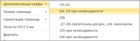 Дополнительные графы для основной надписи