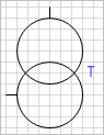 Условное обозначение - трансформатор с двумя обмотками, вывод вторичной обмотки влево или вправо.
