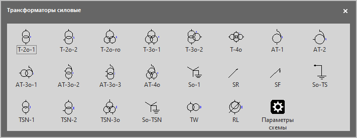 Трафарет Visio Трансформаторы силовые для однолинейных схем электроснабжения.