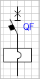 Условное обозначение - автоматический выключатель с защитой от КЗ.