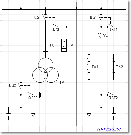 Фрагмент схемы КРУ. Схема КРУ - Visio
