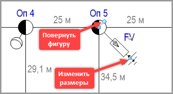 Элементы управления фигурой Visio разрядника.