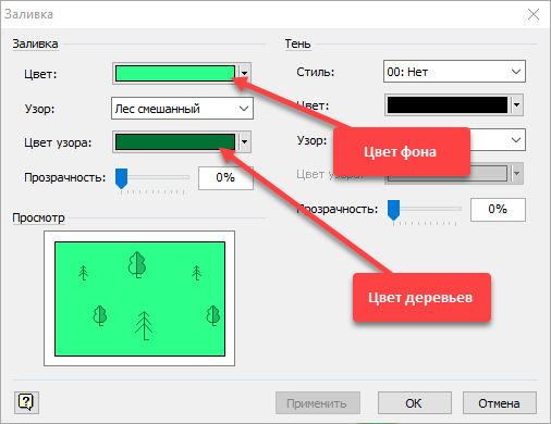 Форматирование заливки Visio для топографии.