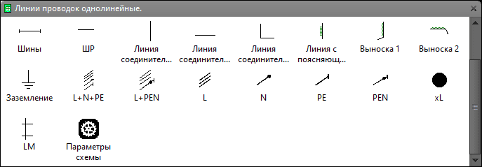 Трафарет Visio «Линии проводок однолинейные» - состав