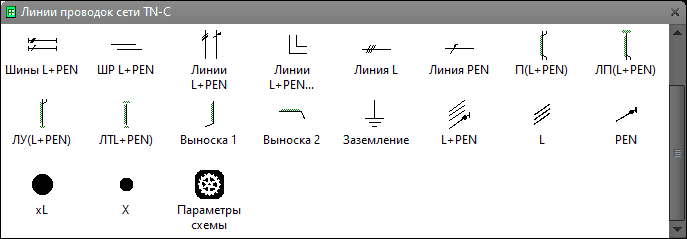Трафарет Visio «Линии проводок сети TN-C» - состав