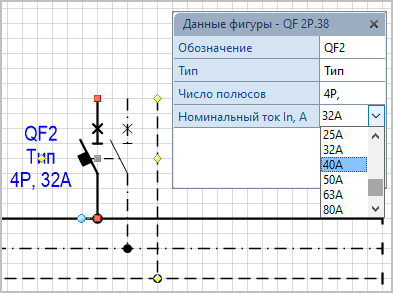 Таблица данных УГО выключателя